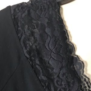 NWT black lace trim foxy tee 3x 3/4 sleeve
